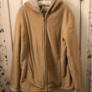 Vintage Liz Claiborne Poly Suede Faux Sherpa Lined Hooded Coat, XL